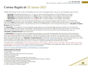 Änderung der Corona-Verordnung zum 28.01.2022 1 2022 01 28 Corona Regeln Auf einen Blick DE 001