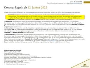 Corona-Regeln ab dem 12. Januar 2022 in Baden-Württemberg 1 ZZ Corona Regeln Auf einen Blick DE 2 001