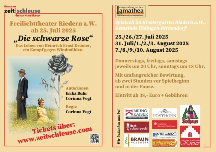 Premiere des Freilichttheaters „Die schwarze Rose“ begeistert im Klostergarten Riedern 1 000theater